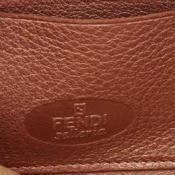 Pre Owned Fendi Metallic Rose Gold Leather Selleria Zip Around Wallet
