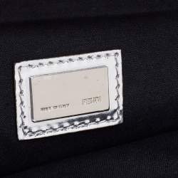 Pre Owned Fendi Black/Silver Leather Chain Clutch