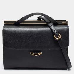 Pre Owned Fendi Black Leather Demi Jour Shoulder Bag