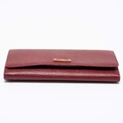 Pre Owned Fendi Burgundy Leather Continental Wallet