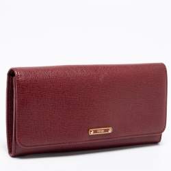 Pre Owned Fendi Burgundy Leather Continental Wallet