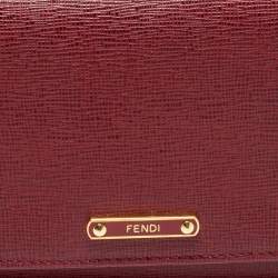 Pre Owned Fendi Burgundy Leather Continental Wallet