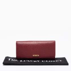 Pre Owned Fendi Burgundy Leather Continental Wallet