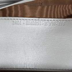 Pre Owned Fendi Silver Leather Logo Flap Continental Wallet