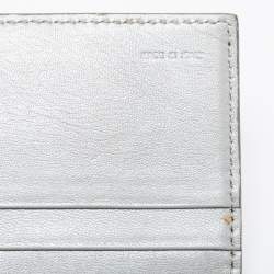 Pre Owned Fendi Silver Leather Logo Flap Continental Wallet