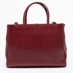 Pre Owned Fendi Burgundy Leather Medium 2jours Tote