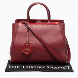 Pre Owned Fendi Burgundy Leather Medium 2jours Tote