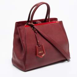 Pre Owned Fendi Burgundy Leather Medium 2jours Tote