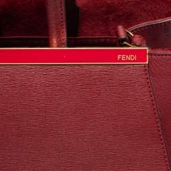 Pre Owned Fendi Burgundy Leather Medium 2jours Tote
