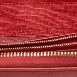 Pre Owned Fendi Coral Leather Crayons Zip Around Wallet