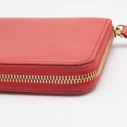Pre Owned Fendi Coral Leather Crayons Zip Around Wallet
