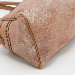 Pre Owned Fendi Metallic Beige Leather Etniko Satchel