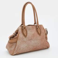 Pre Owned Fendi Metallic Beige Leather Etniko Satchel