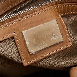 Pre Owned Fendi Metallic Beige Leather Etniko Satchel