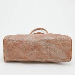 Pre Owned Fendi Metallic Beige Leather Etniko Satchel