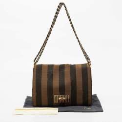 Pre Owned Fendi Brown/Beige Canvas Claudia Shoulder Bag