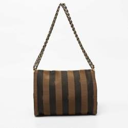 Pre Owned Fendi Brown/Beige Canvas Claudia Shoulder Bag