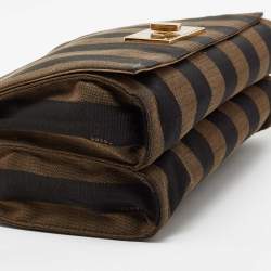Pre Owned Fendi Brown/Beige Canvas Claudia Shoulder Bag