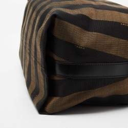 Pre Owned Fendi Brown Pequin Striped Canvas Hobo