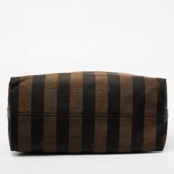 Pre Owned Fendi Brown Pequin Striped Canvas Hobo