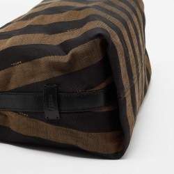 Pre Owned Fendi Brown Pequin Striped Canvas Hobo