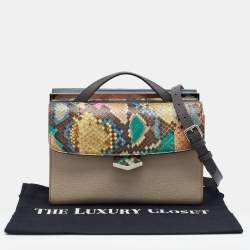 Pre Owned Fendi Multicolor Python And Leather Mini Demi Jour Shoulder Bag