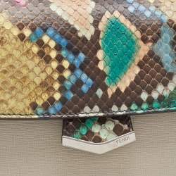 Pre Owned Fendi Multicolor Python And Leather Mini Demi Jour Shoulder Bag