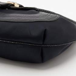 Pre Owned Fendi Black Fabric And Leather Spy Hobo