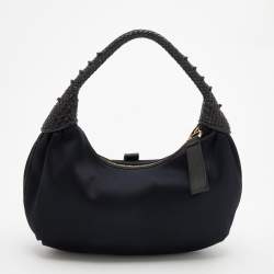 Pre Owned Fendi Black Fabric And Leather Spy Hobo