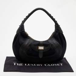 Pre Owned Fendi Black Fabric And Leather Spy Hobo