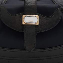 Pre Owned Fendi Black Fabric And Leather Spy Hobo