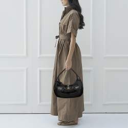 Pre Owned Fendi Black Fabric And Leather Spy Hobo