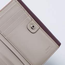Pre Owned Fendi Burgundy Leather Peekaboo Compact Wallet