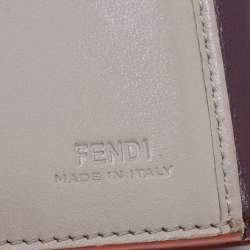Pre Owned Fendi Burgundy Leather Peekaboo Compact Wallet