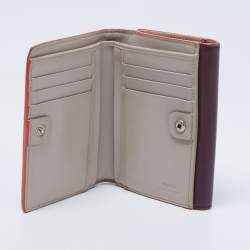Pre Owned Fendi Burgundy Leather Peekaboo Compact Wallet