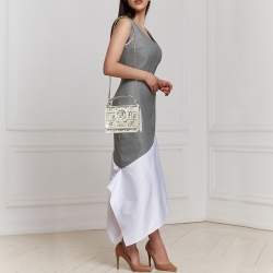 Pre Owned Fendi White Zucca PVC and Leather Mini Kan I F Shoulder Bag