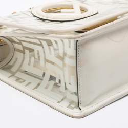 Pre Owned Fendi White Zucca PVC and Leather Mini Kan I F Shoulder Bag