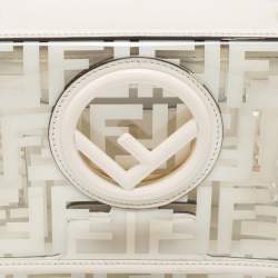 Pre Owned Fendi White Zucca PVC and Leather Mini Kan I F Shoulder Bag