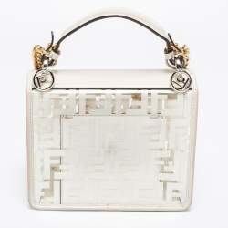 Pre Owned Fendi White Zucca PVC and Leather Mini Kan I F Shoulder Bag