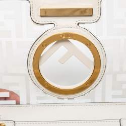 Pre Owned Fendi White Zucca PVC and Leather Mini Kan I F Shoulder Bag