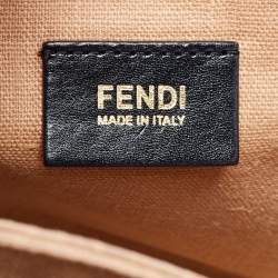 Pre Owned Fendi Tobacco Pequin Canvas Large Claudia Shoulder Bag