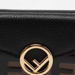 Pre Owned محفظة فندي أف إيز فندي جلد زوكا بني / أسود طية ثلاثية 