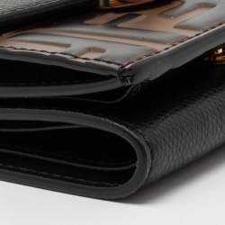 Pre Owned محفظة فندي أف إيز فندي جلد زوكا بني / أسود طية ثلاثية 