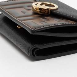 Pre Owned محفظة فندي أف إيز فندي جلد زوكا بني / أسود طية ثلاثية 