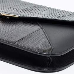 Pre Owned Fendi Black Karung And Water Snake 2Jours Wristlet Clutch