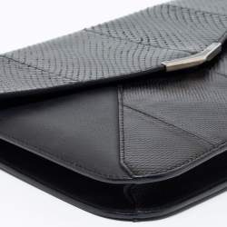 Pre Owned Fendi Black Karung And Water Snake 2Jours Wristlet Clutch
