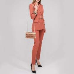 Pre Owned Fendi Rose Gold Patent Leather Fendilicious Wallet On Chain