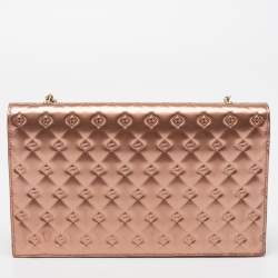 Pre Owned Fendi Rose Gold Patent Leather Fendilicious Wallet On Chain