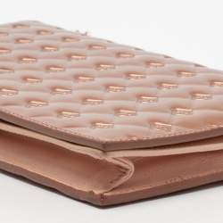 Pre Owned Fendi Rose Gold Patent Leather Fendilicious Wallet On Chain