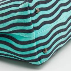 Pre Owned Fendi Mint Green/Black Leather And Suede Wave Dotcom Top Handle Bag
